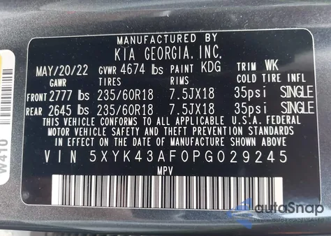 2023 Kia Sportage Sx z USA, uszkodzony, nr VIN 5XYK43AF0PG029245